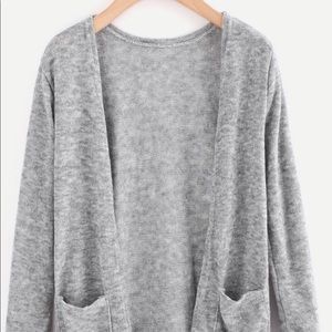 SALE! NWT Long Knit Cardigan, Pockets, Marled Gray